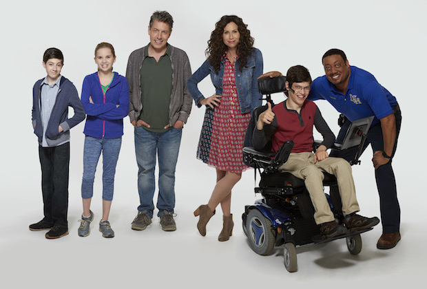 SPEECHLESS - ABC's “Speechless" stars Mason Cook as Ray, stars Kyla Kenedy as Dylan, John Ross Bowie as Jimmy, Minnie Driver as Maya, Micah Fowler as JJ and Cedric Yarbrough as Kenneth. (ABC/Kevin Foley)