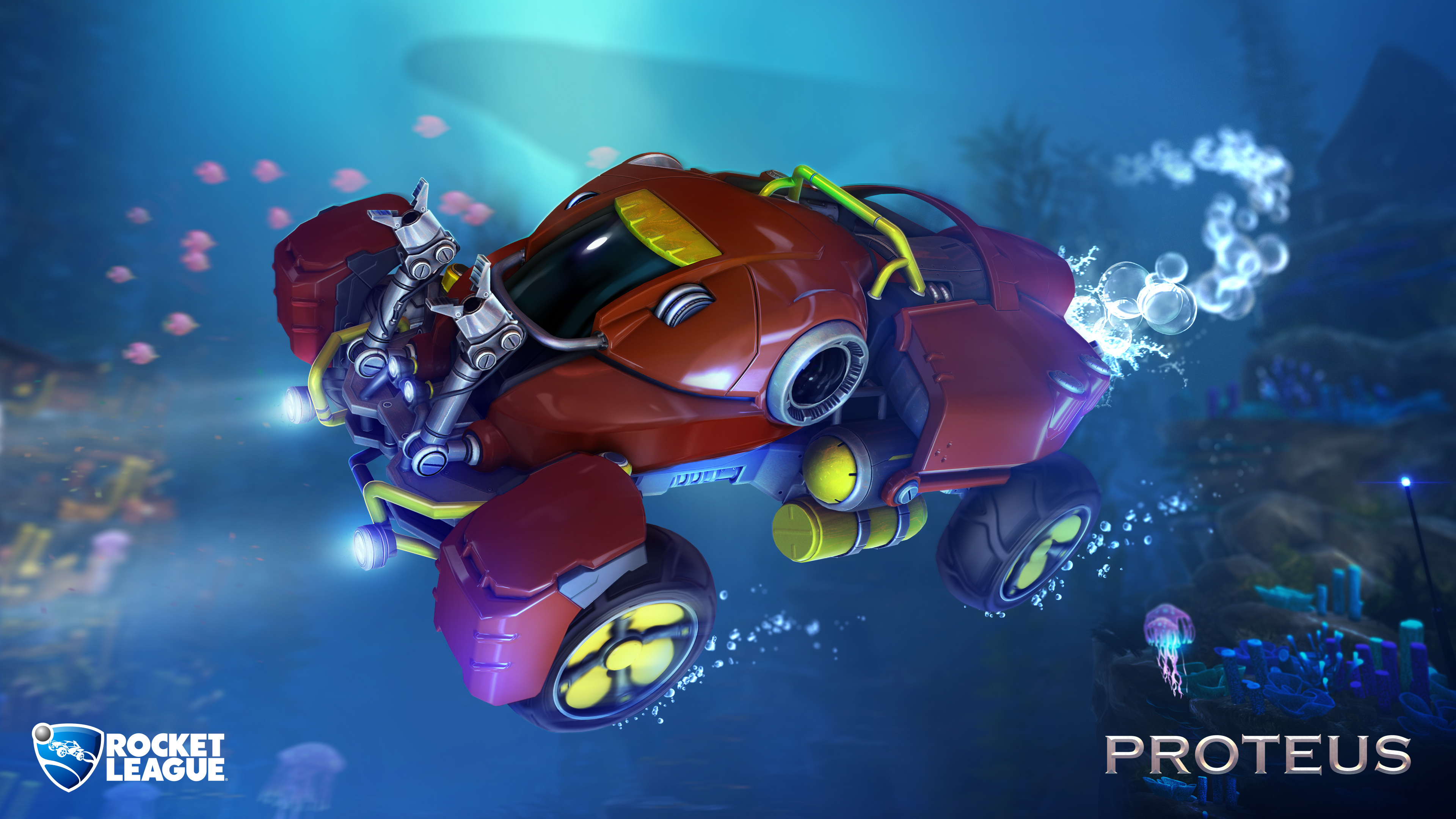 AquaDome Proteus Hero Art 4K Rocket League prend l'eau avec l'Aquadome sur PC et consoles !