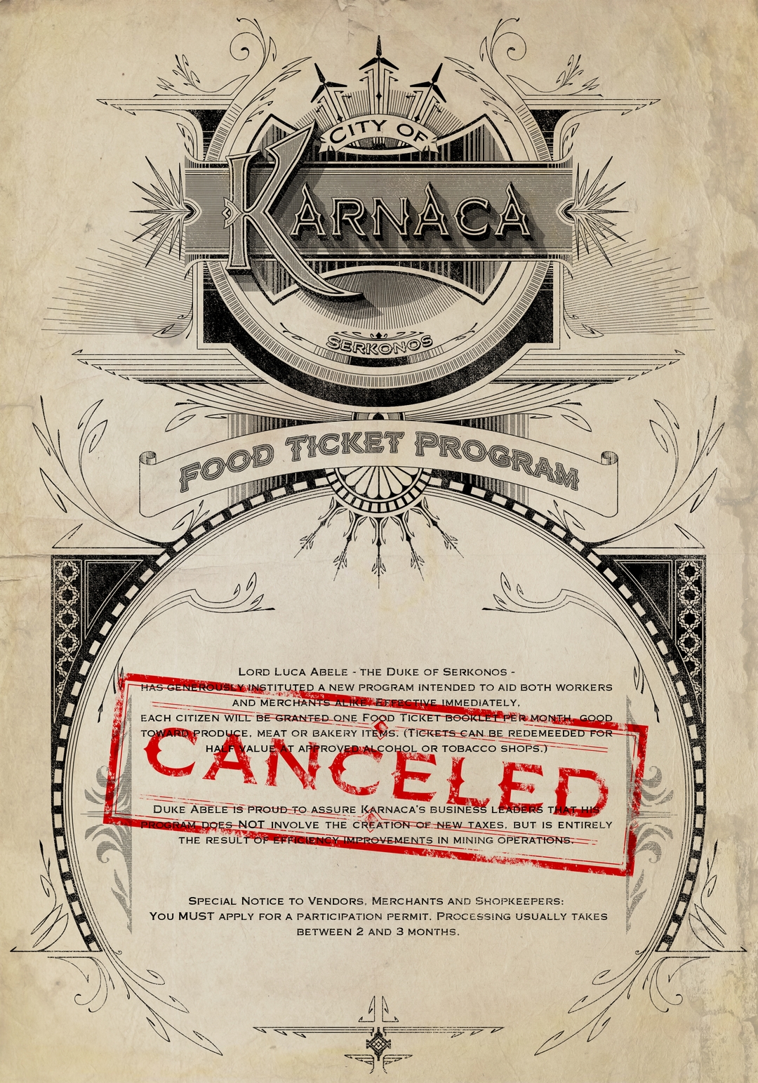 food-ticket-program-poster dishonored 2 artwork